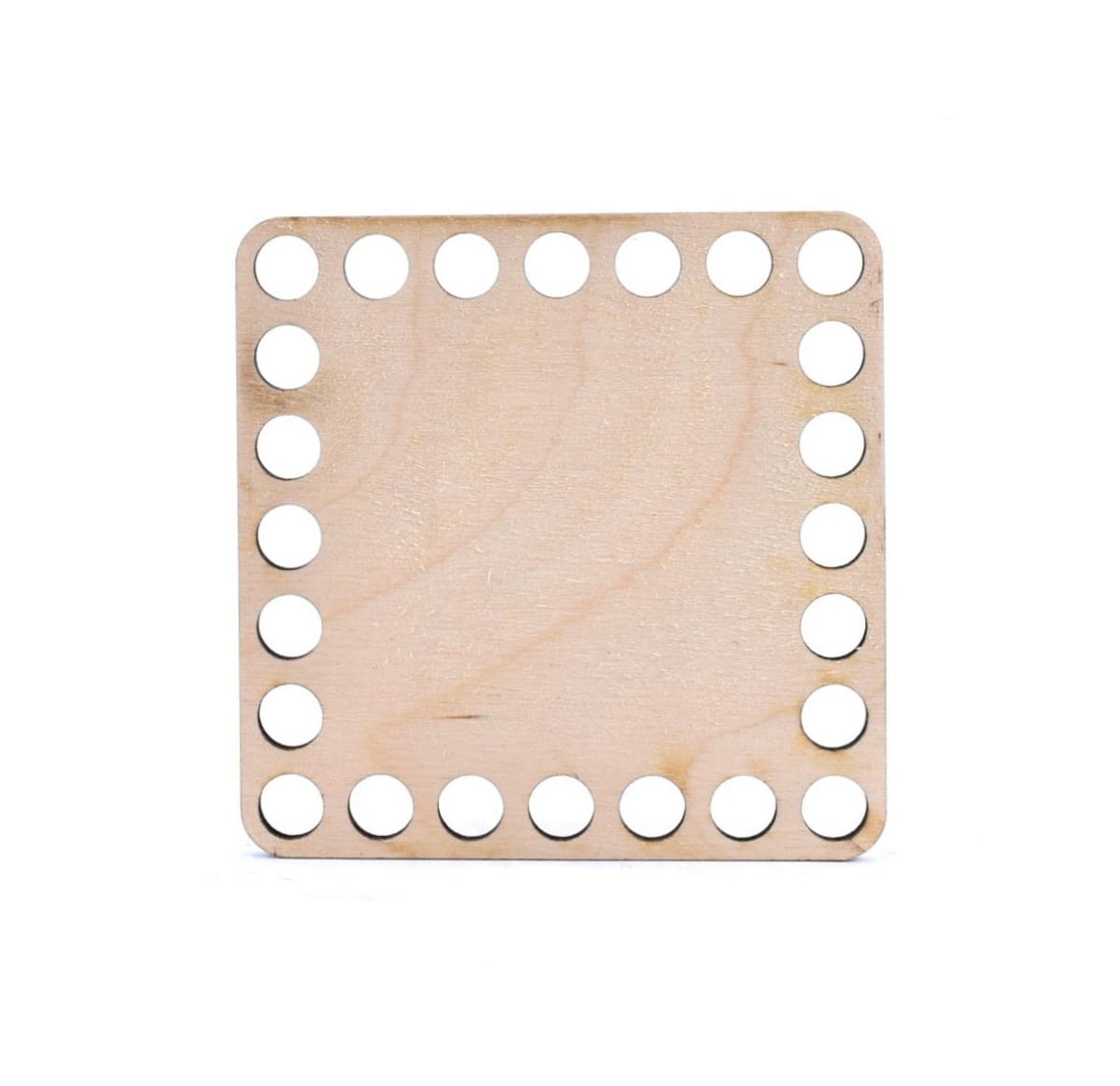 Quadratischer Holzboden zum Umhäkeln 10 × 10 cm, Löcher 7 mm