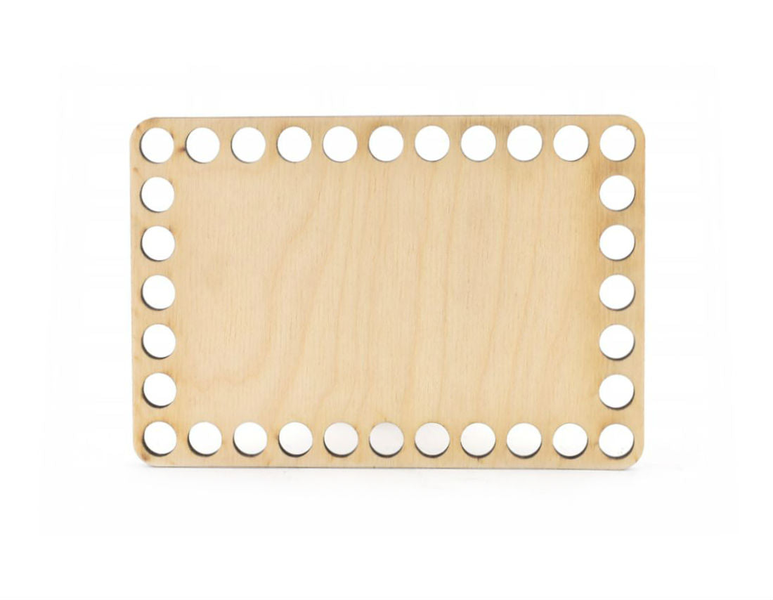 Rechteckiger Holzboden zum Umhäkeln 15 × 10 cm, Löcher 10 mm