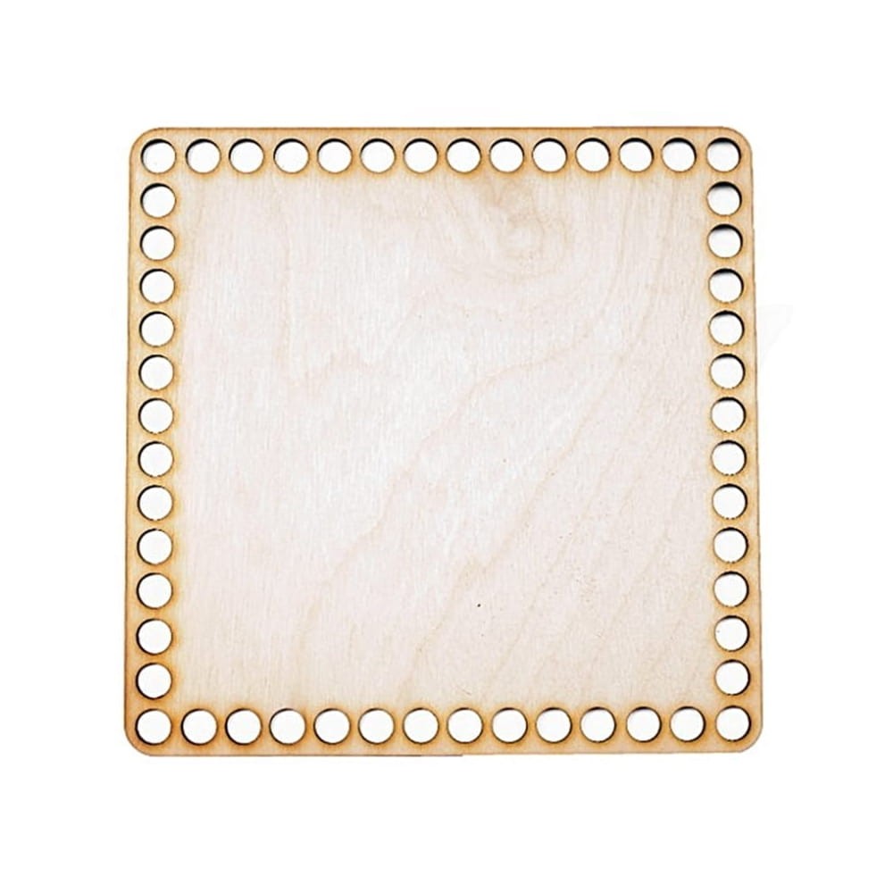 Quadratischer Holzboden zum Umhäkeln 17 × 17 cm, Löcher 5 mm