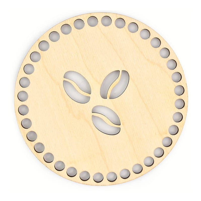 Untersetzer aus Holz zum Umhäkeln, Kaffeebohne, Löcher 7 mm