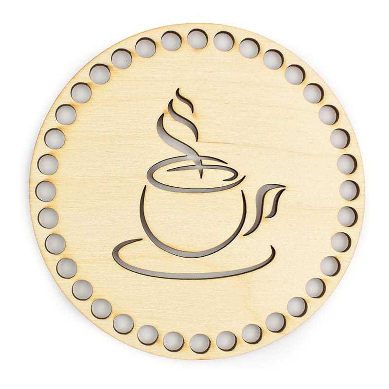 Untersetzer aus Holz zum Umhäkeln, Tasse, Löcher 7 mm