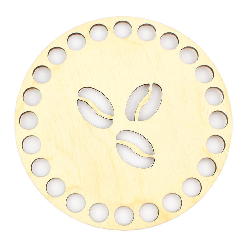 Untersetzer aus Holz zum Umhäkeln, Kaffeebohne, Löcher 10 mm