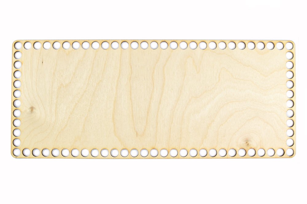 Rechteckiger Holzboden zum Umhäkeln 36 × 15 cm, Löcher 10 mm