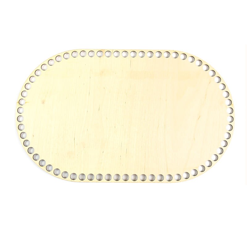 Ovaler Holzboden zum Umhäkeln 20 × 33 cm, Löcher 10 mm