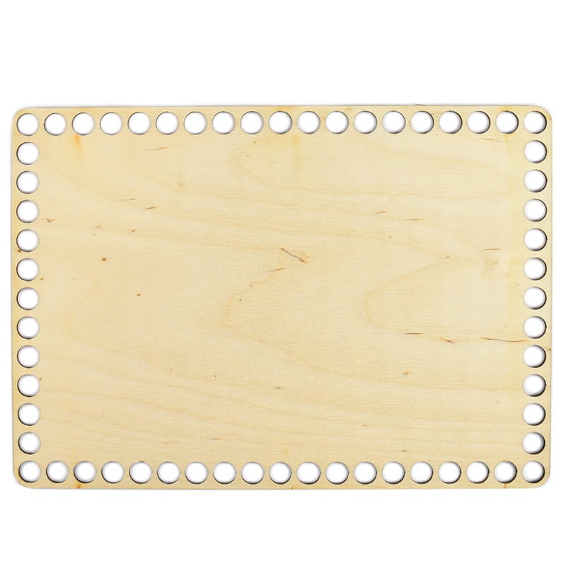 Rechteckiger Holzboden zum Umhäkeln 24 × 17 cm, Löcher 10 mm