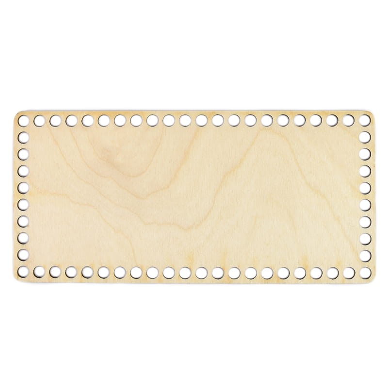 Rechteckiger Holzboden zum Umhäkeln 21 × 10 cm, Löcher 10 mm