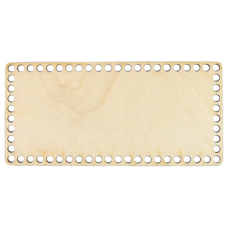 Rechteckiger Holzboden zum Umhäkeln 21 × 10 cm, Löcher 7 mm