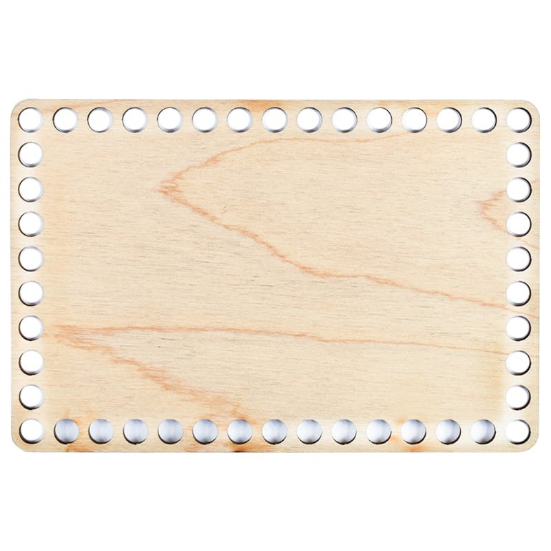Rechteckiger Holzboden zum Umhäkeln 15 × 10 cm, Löcher 7 mm