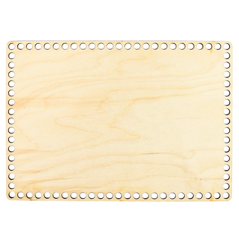 Rechteckiger Holzboden zum Umhäkeln 24 × 17 cm, Löcher 7 mm