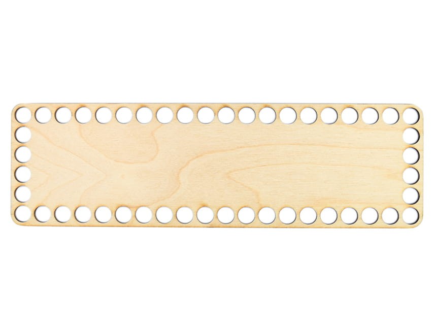 Rechteckiger Holzboden zum Umhäkeln 25 × 7,5 cm, Löcher 10 mm