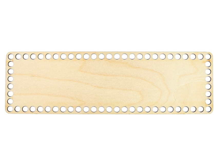 Rechteckiger Holzboden zum Umhäkeln 25 × 7,5 cm, Löcher 7 mm