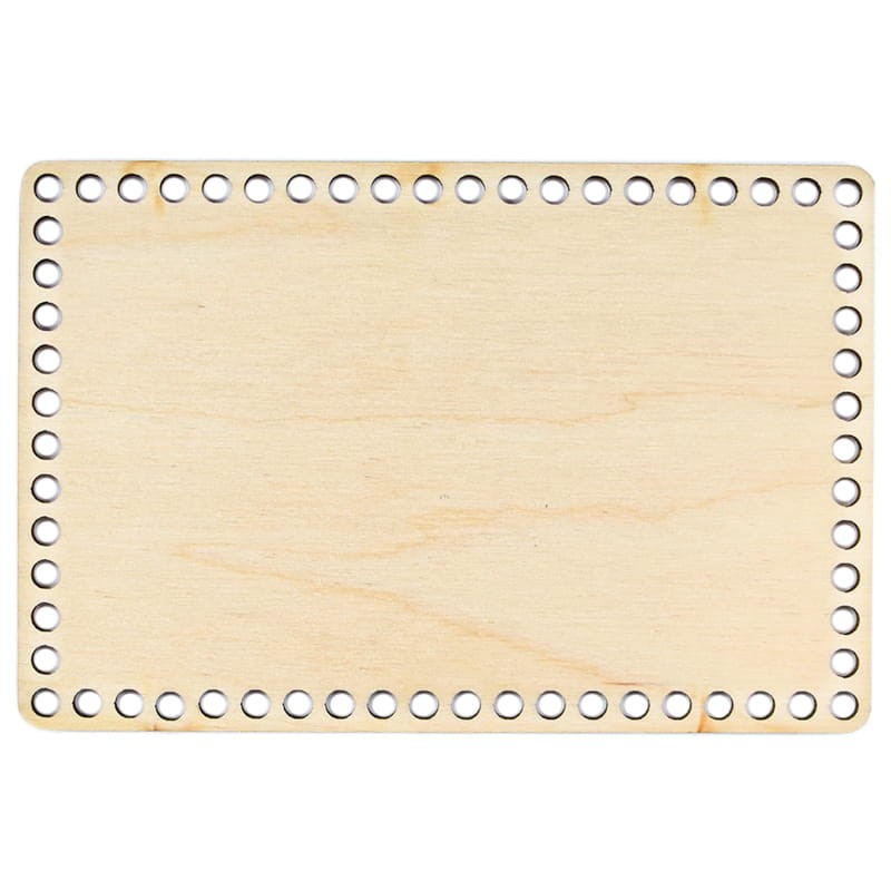 Rechteckiger Holzboden zum Umhäkeln 15 × 10 cm, Löcher 5 mm