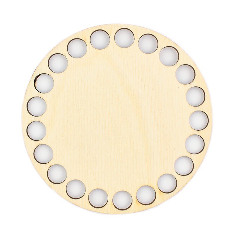 Runder Holzboden zum Umhäkeln Ø 10 cm, Löcher 10 mm