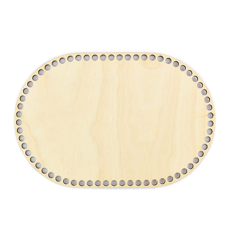 Ovaler Holzboden zum Umhäkeln 16 × 24 cm, Löcher 7 mm