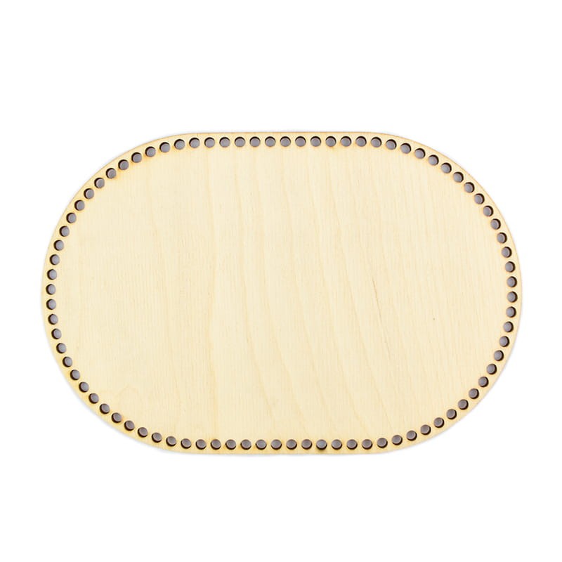 Ovaler Holzboden zum Umhäkeln 17 × 24 cm, Löcher 5 mm