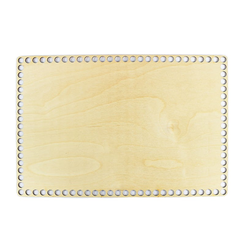 Rechteckiger Holzboden zum Umhäkeln 36 × 24 cm, Löcher 10 mm