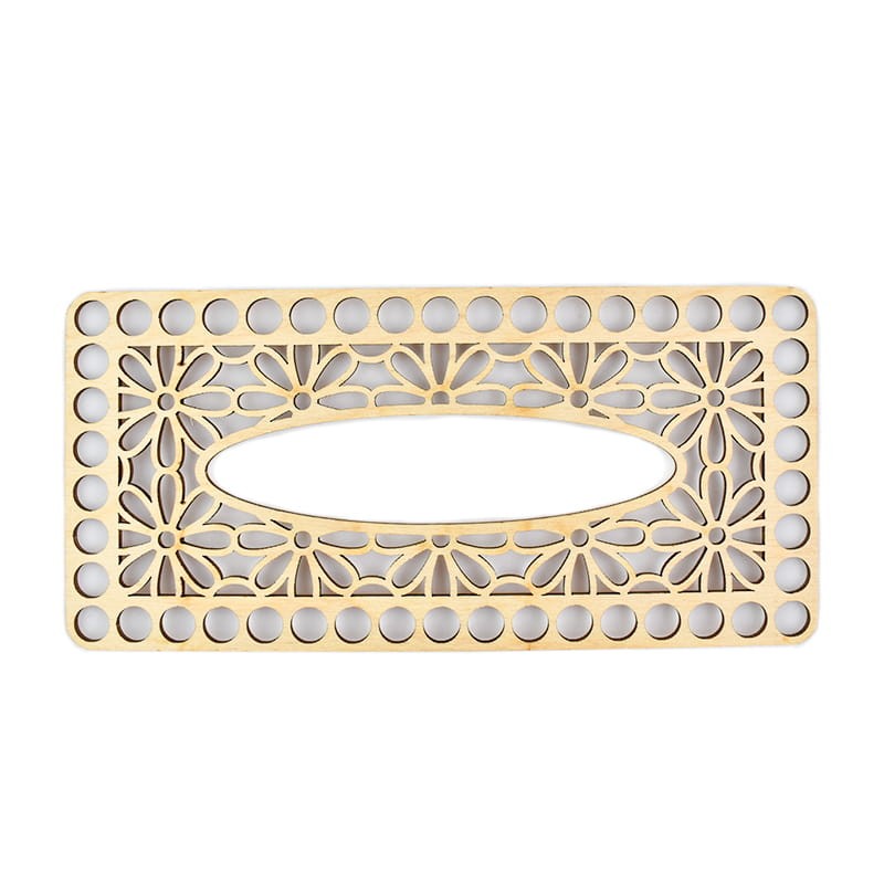 Holzdeckel für Taschentuchbox, Blumen, Löcher 10 mm