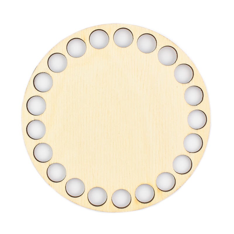 Runder Holzboden zum Umhäkeln Ø 12 cm, Löcher 10 mm