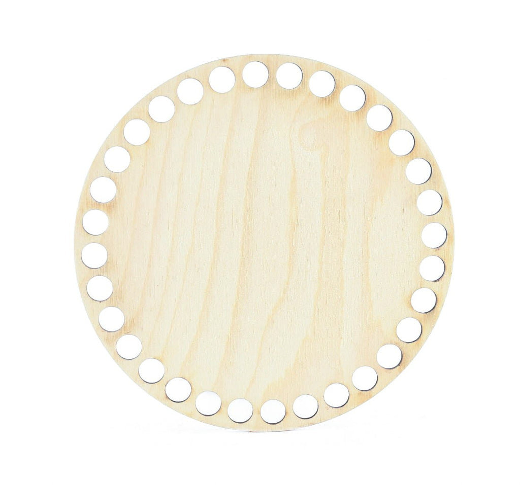 Runder Holzboden zum Umhäkeln Ø 15 cm, Löcher 10 mm