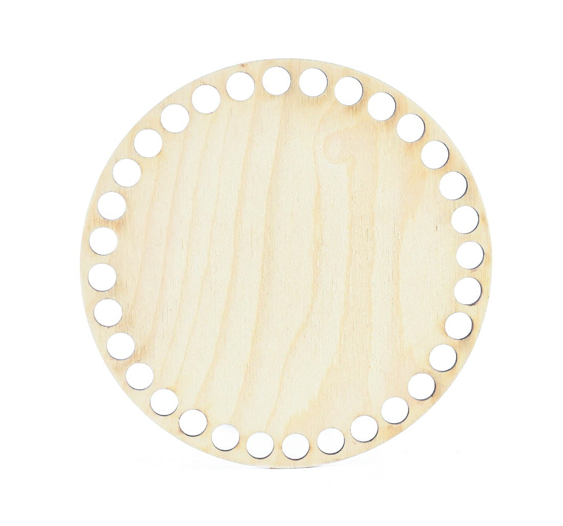 Runder Holzboden zum Umhäkeln Ø 15 cm, Löcher 10 mm