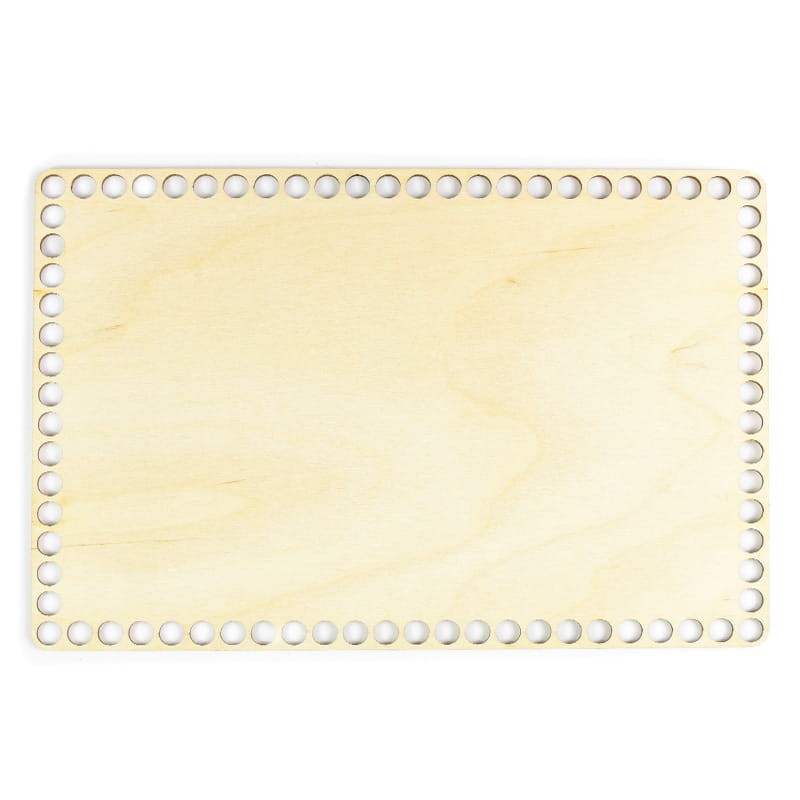 Rechteckiger Holzboden zum Umhäkeln 20 × 30 cm, Löcher 10 mm