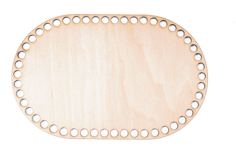Ovaler Holzboden zum Umhäkeln 17 × 26 cm, Löcher 10 mm