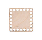 Quadratischer Holzboden zum Umhäkeln 10 × 10 cm, Löcher 10 mm