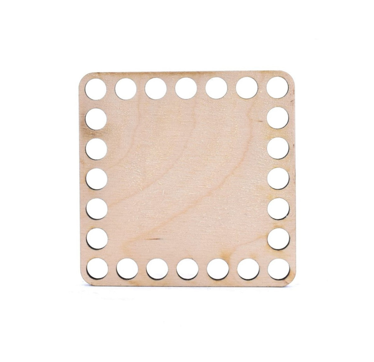 Quadratischer Holzboden zum Umhäkeln 10 × 10 cm, Löcher 10 mm