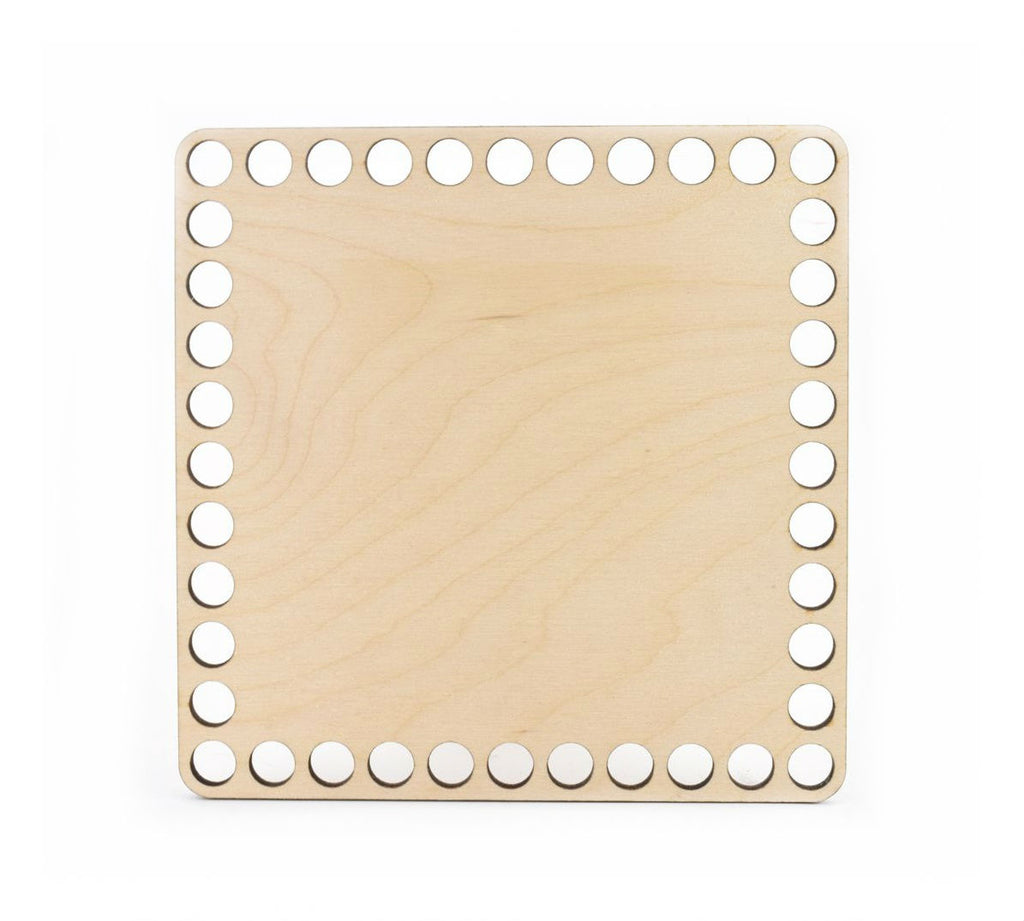 Quadratischer Holzboden zum Umhäkeln 15 × 15 cm, Löcher 10 mm