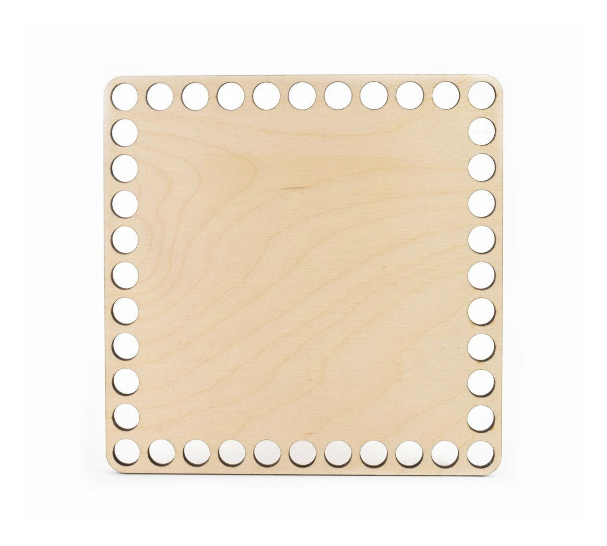 Quadratischer Holzboden zum Umhäkeln 15 × 15 cm, Löcher 10 mm